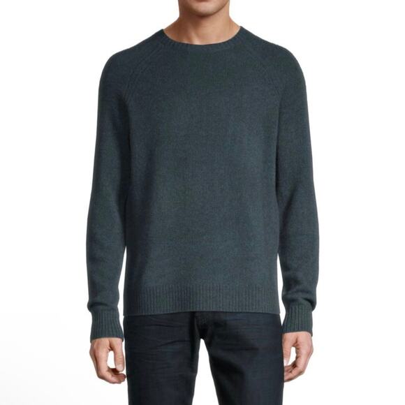 Vince Sweater Mens Large Teal Green Raglan Sleeve Merino Wool Yak Crew Neck Knit
